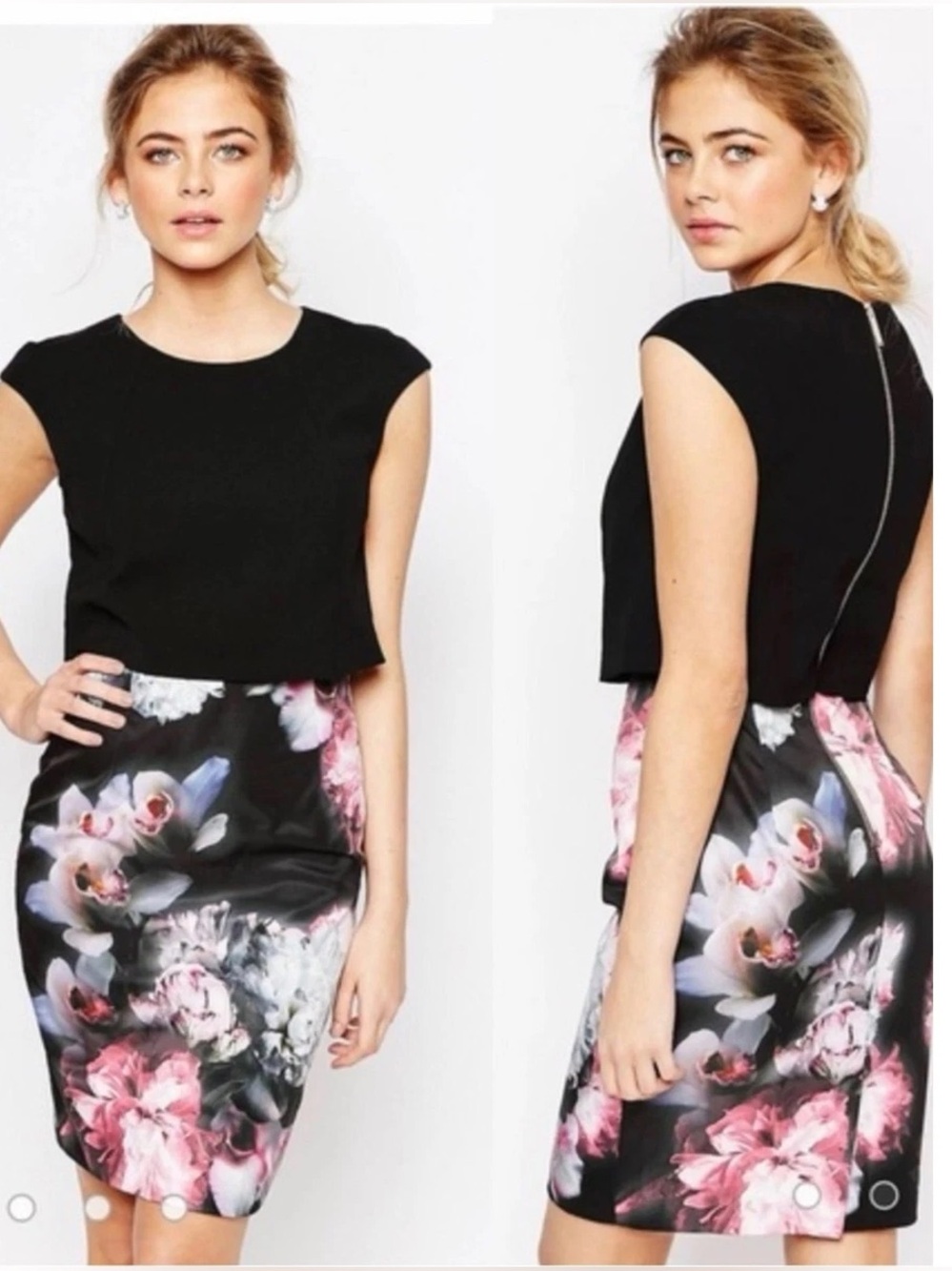 Ted Baker Beryll Ethereal Posie Layer Dress In Black Sz 8